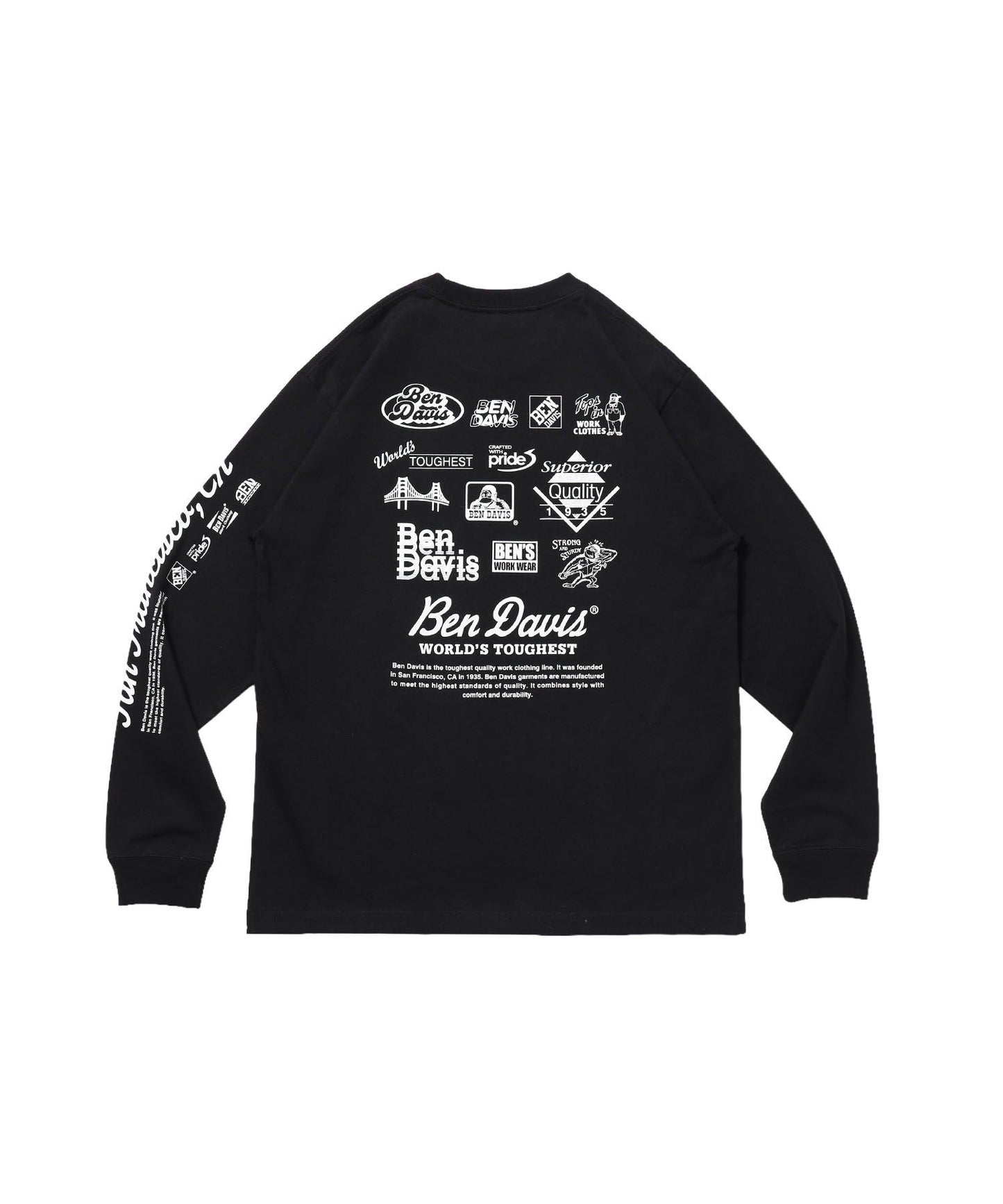 【BEN DAVIS（ベンデイビス）】GRAPHIC L/S TEE (REG) / ロンT ユニセックス レギュラーフィット 長袖 ラバープリント ブラック