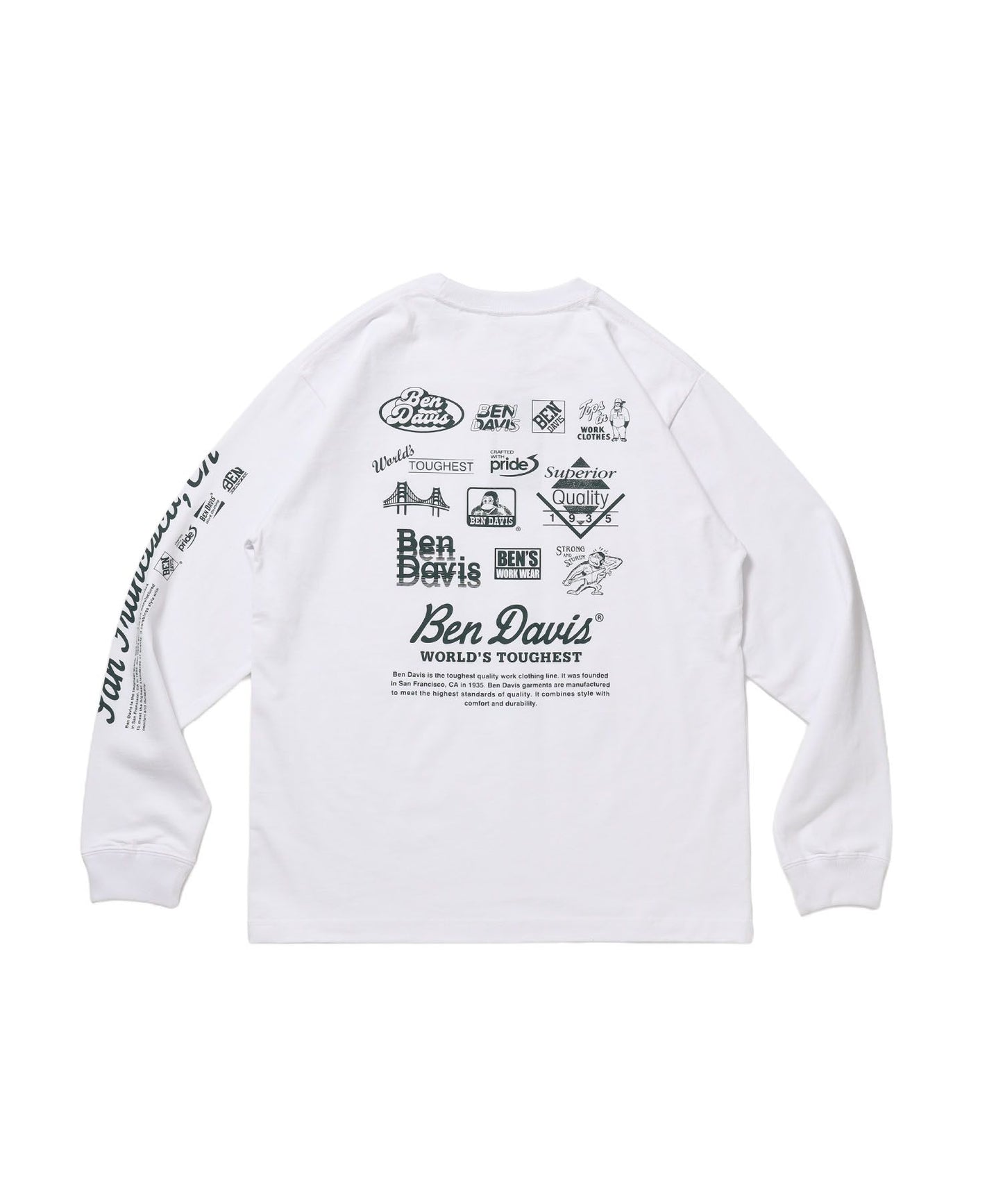 【BEN DAVIS（ベンデイビス）】GRAPHIC L/S TEE (REG) / ロンT ユニセックス レギュラーフィット 長袖 ラバープリント ホワイト