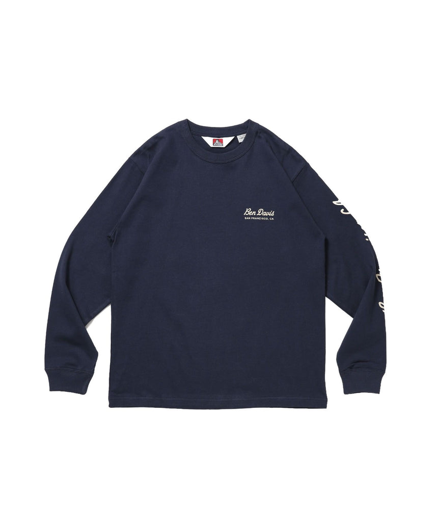 【BEN DAVIS（ベンデイビス）】GRAPHIC L/S TEE (REG) / ロンT ユニセックス レギュラーフィット 長袖 ラバープリント ネイビー