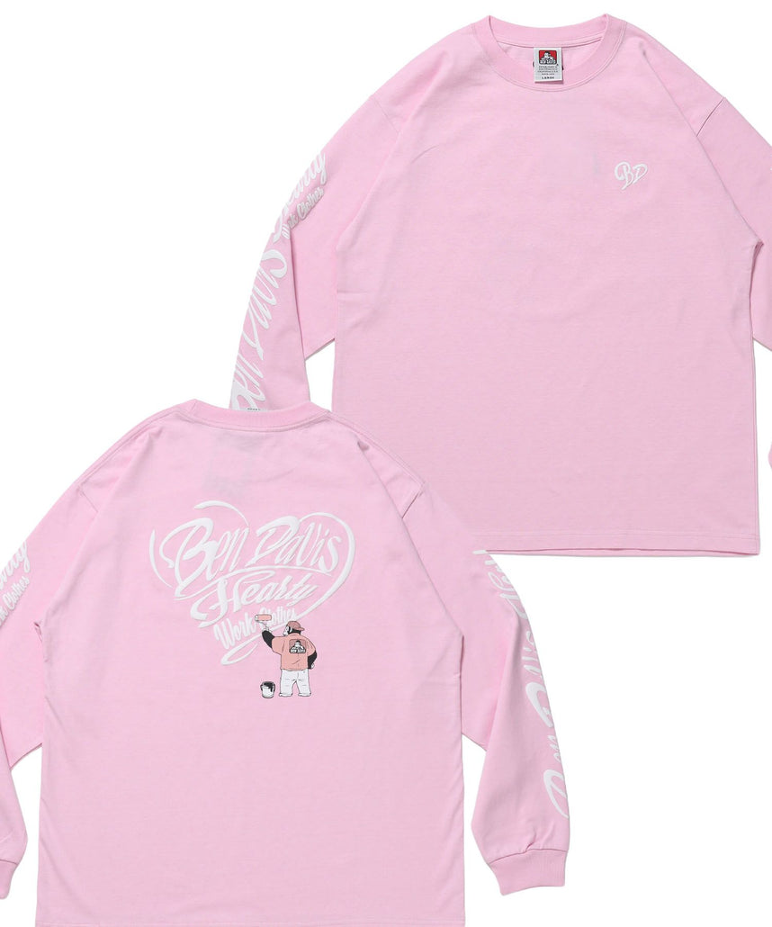 【BEN DAVIS（ベンデイビス）】GRAPHIC WIDE L/S TEE / ワイドシルエット グラフィック ロンT 長袖 ユニセックス ピンク