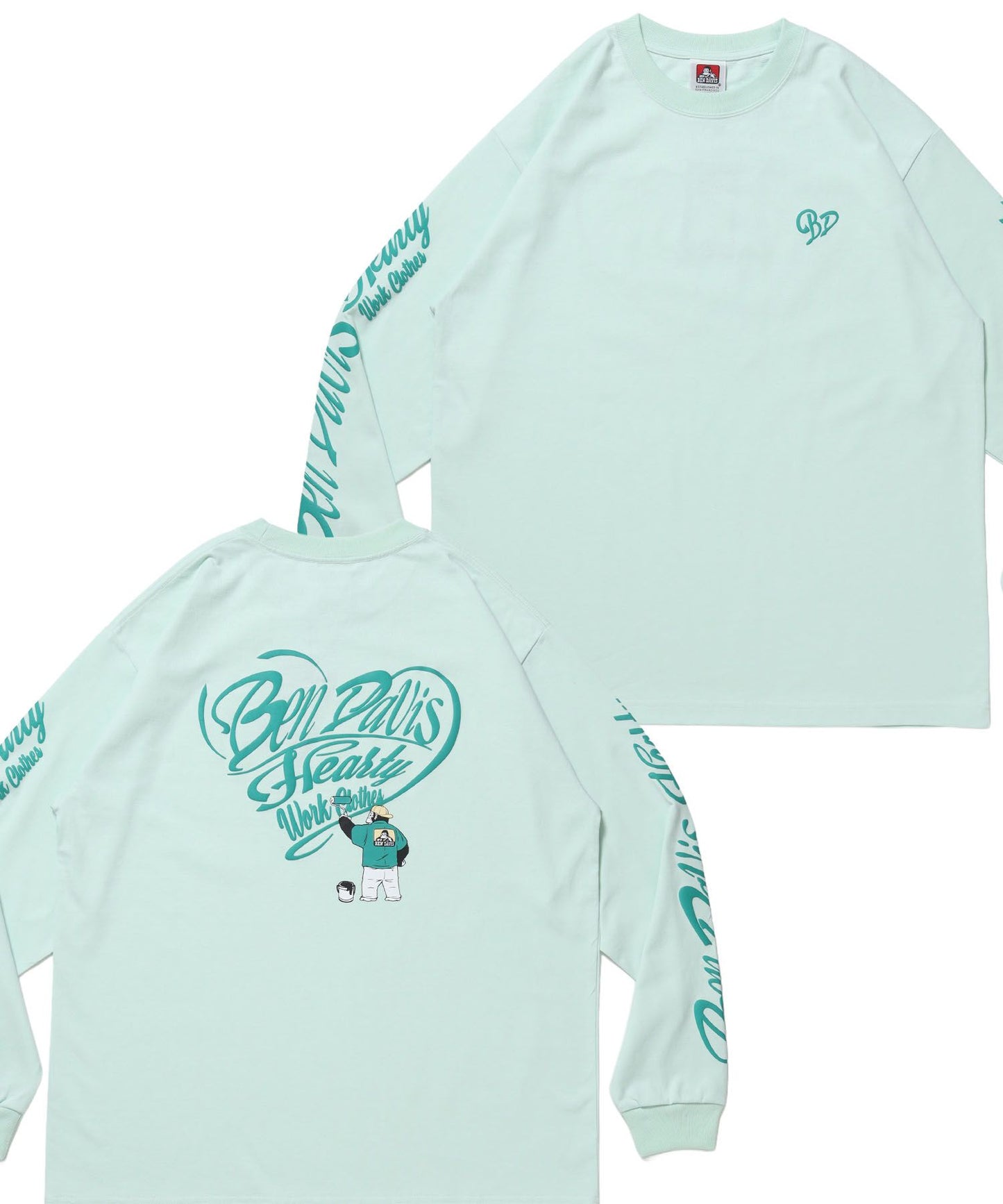 【BEN DAVIS（ベンデイビス）】GRAPHIC WIDE L/S TEE / ワイドシルエット グラフィック ロンT 長袖 ユニセックス ミント