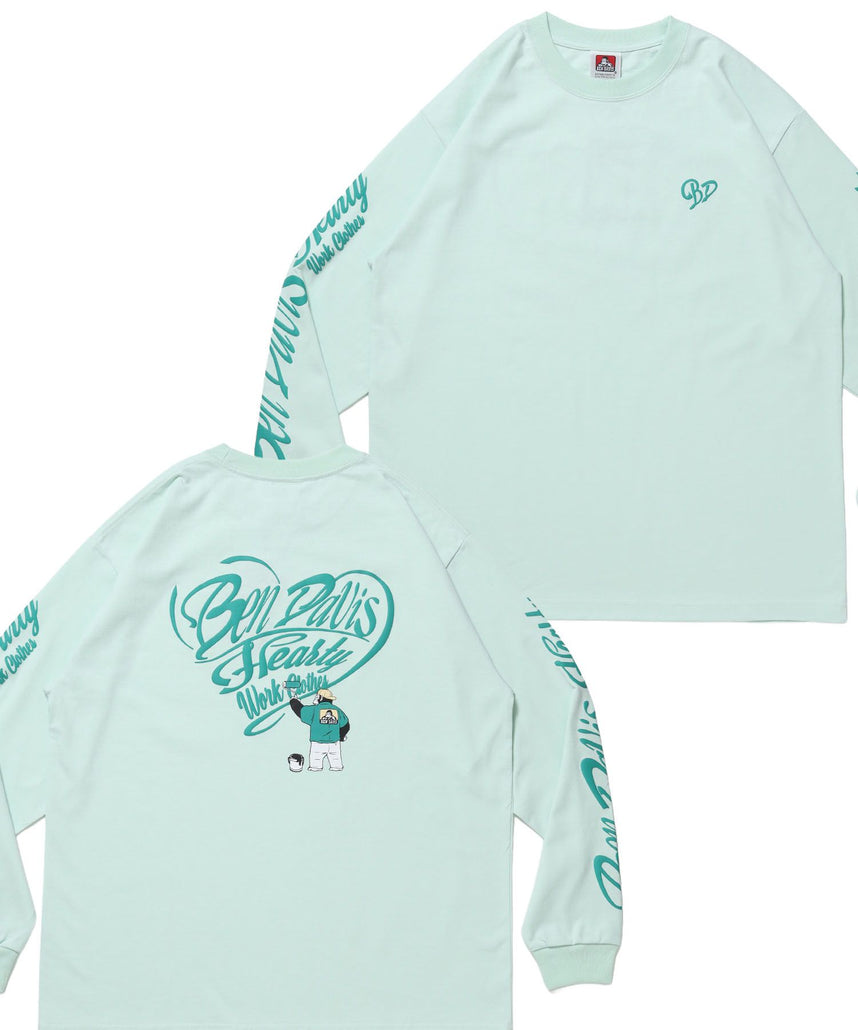 【BEN DAVIS（ベンデイビス）】GRAPHIC WIDE L/S TEE / ワイドシルエット グラフィック ロンT 長袖 ユニセックス ミント