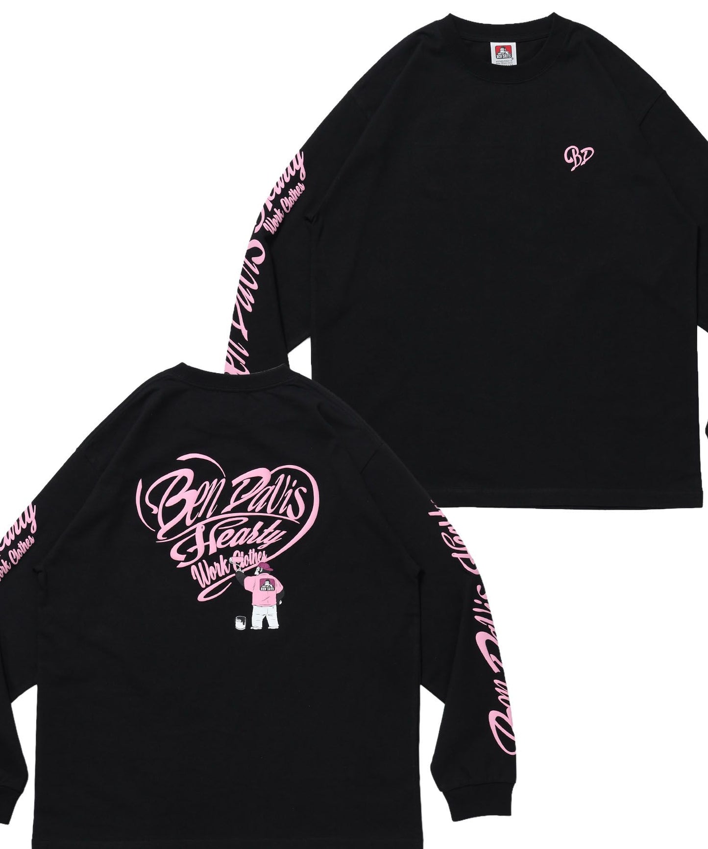 【BEN DAVIS（ベンデイビス）】GRAPHIC WIDE L/S TEE / ワイドシルエット グラフィック ロンT 長袖 ユニセックス ブラック