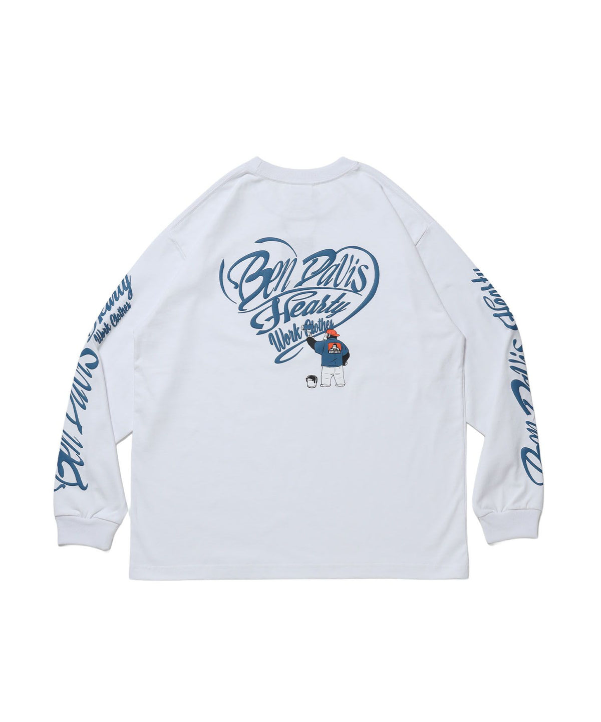 【BEN DAVIS（ベンデイビス）】GRAPHIC WIDE L/S TEE / ワイドシルエット グラフィック ロンT 長袖 ユニセックス ホワイト