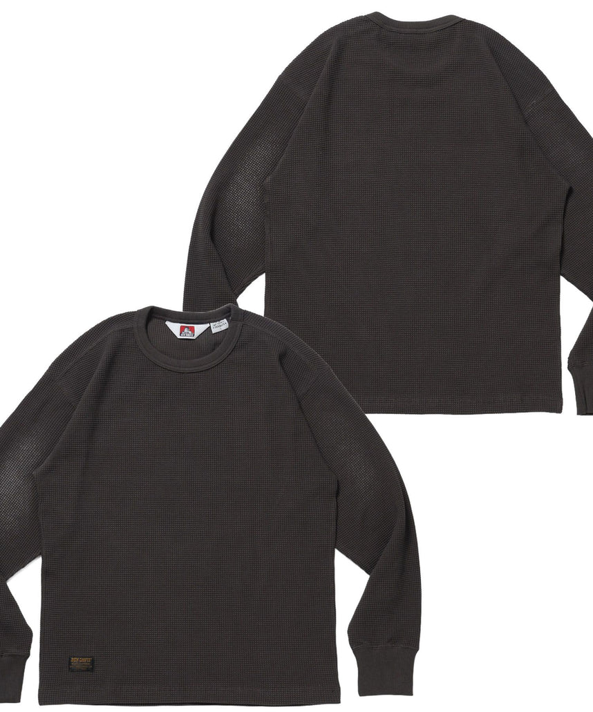 【BEN DAVIS（ベンデイビス）】WAFFLE L/S CREW / ワッフル クルーネック 長袖 ロンT ユニセックス ダークブラウン
