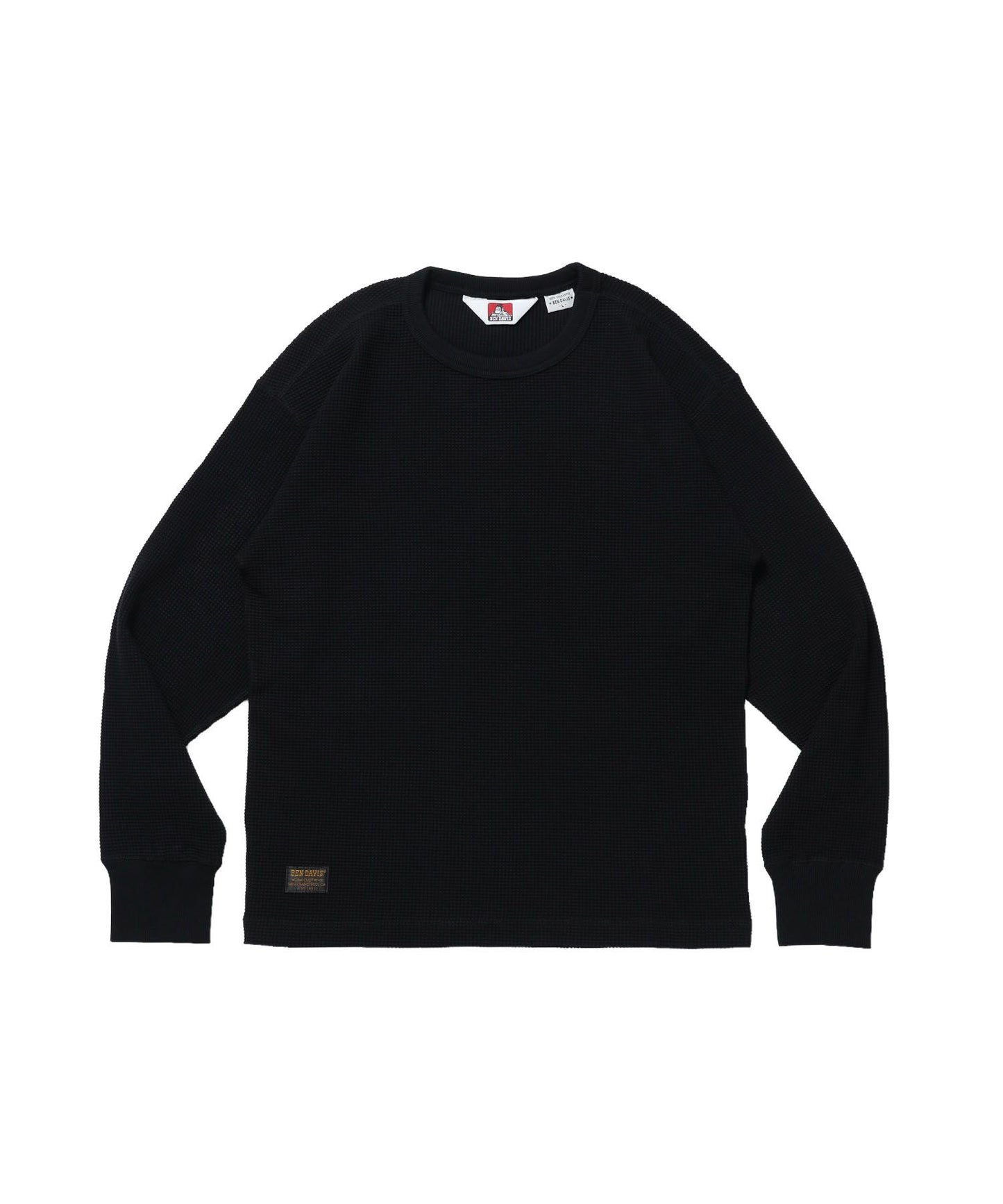 【BEN DAVIS（ベンデイビス）】WAFFLE L/S CREW / ワッフル クルーネック 長袖 ロンT ユニセックス ブラック
