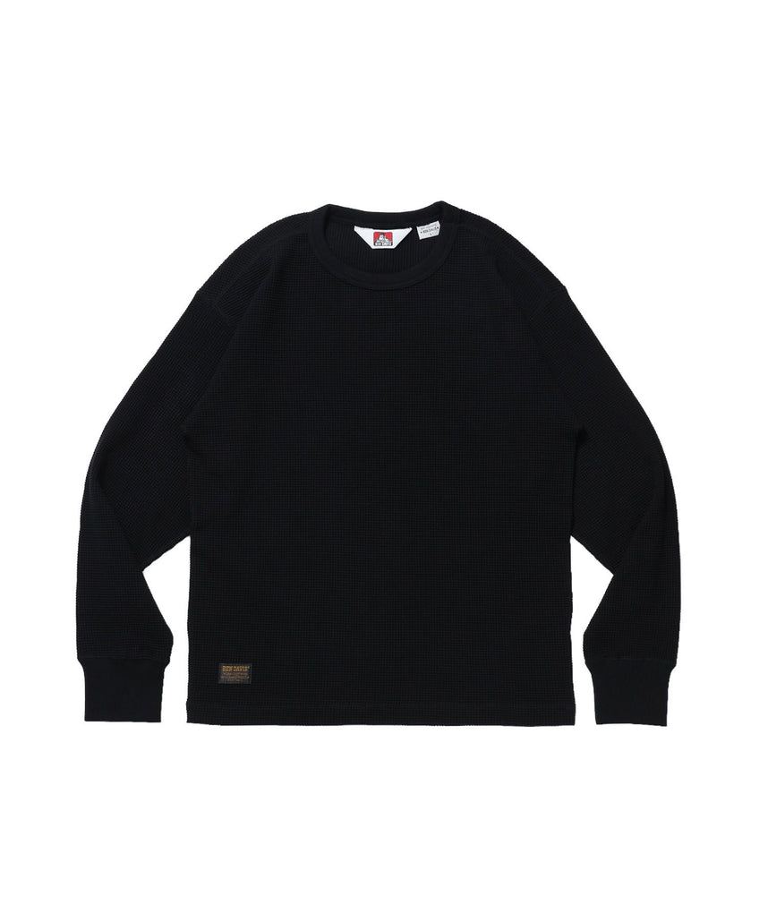【BEN DAVIS（ベンデイビス）】WAFFLE L/S CREW / ワッフル クルーネック 長袖 ロンT ユニセックス ブラック