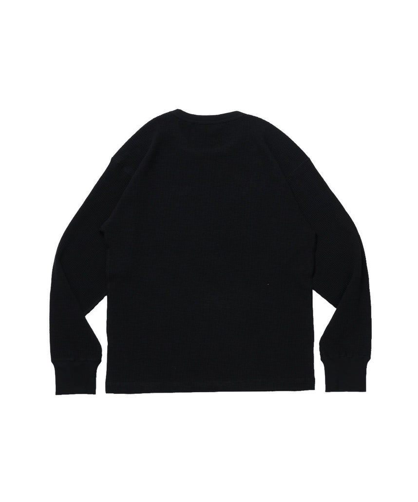 WAFFLE L/S CREW / ワッフル クルーネック 長袖 ロンT ユニセックス ブラック