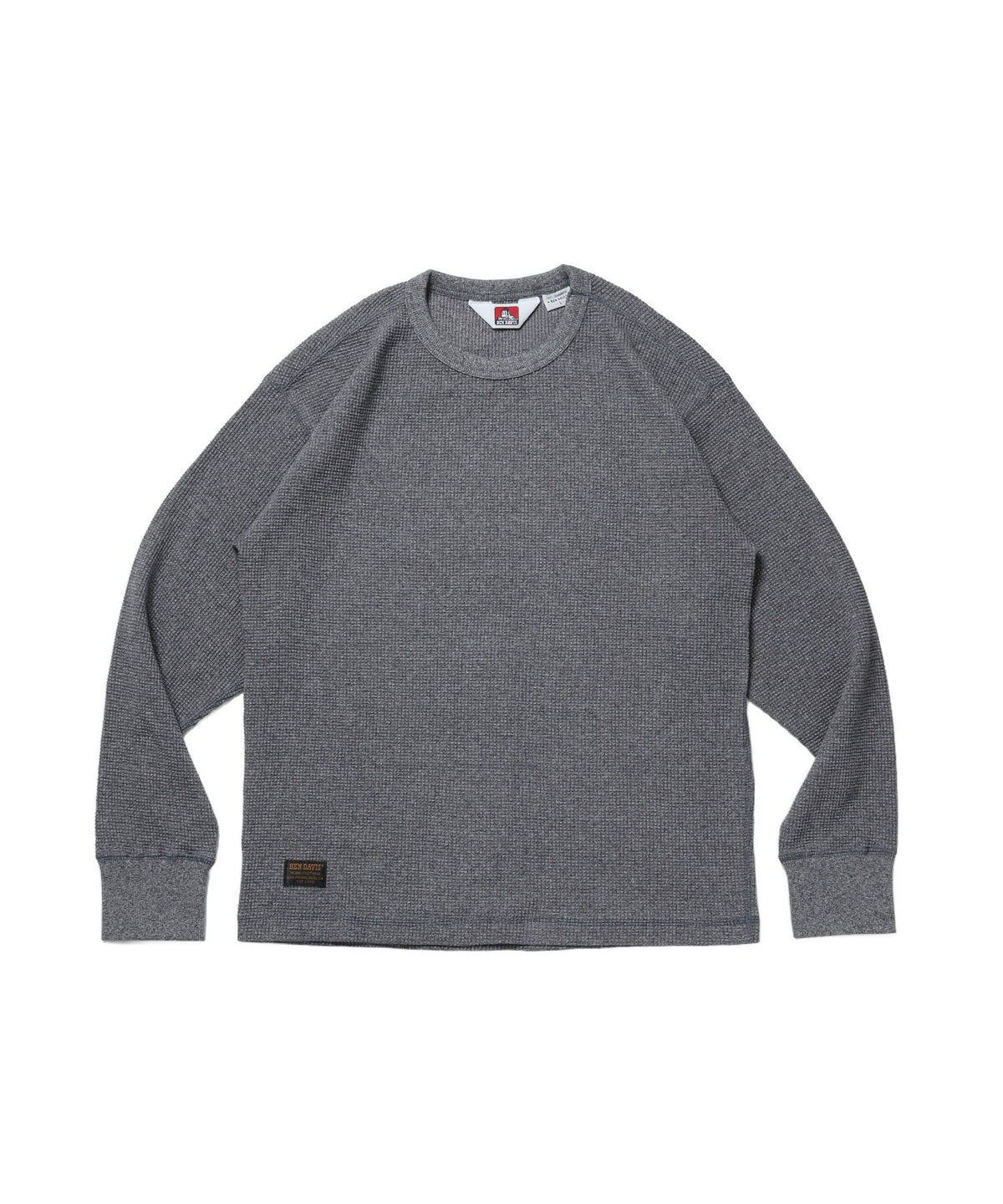 【BEN DAVIS（ベンデイビス）】WAFFLE L/S CREW / ワッフル クルーネック 長袖 ロンT ユニセックス グレー