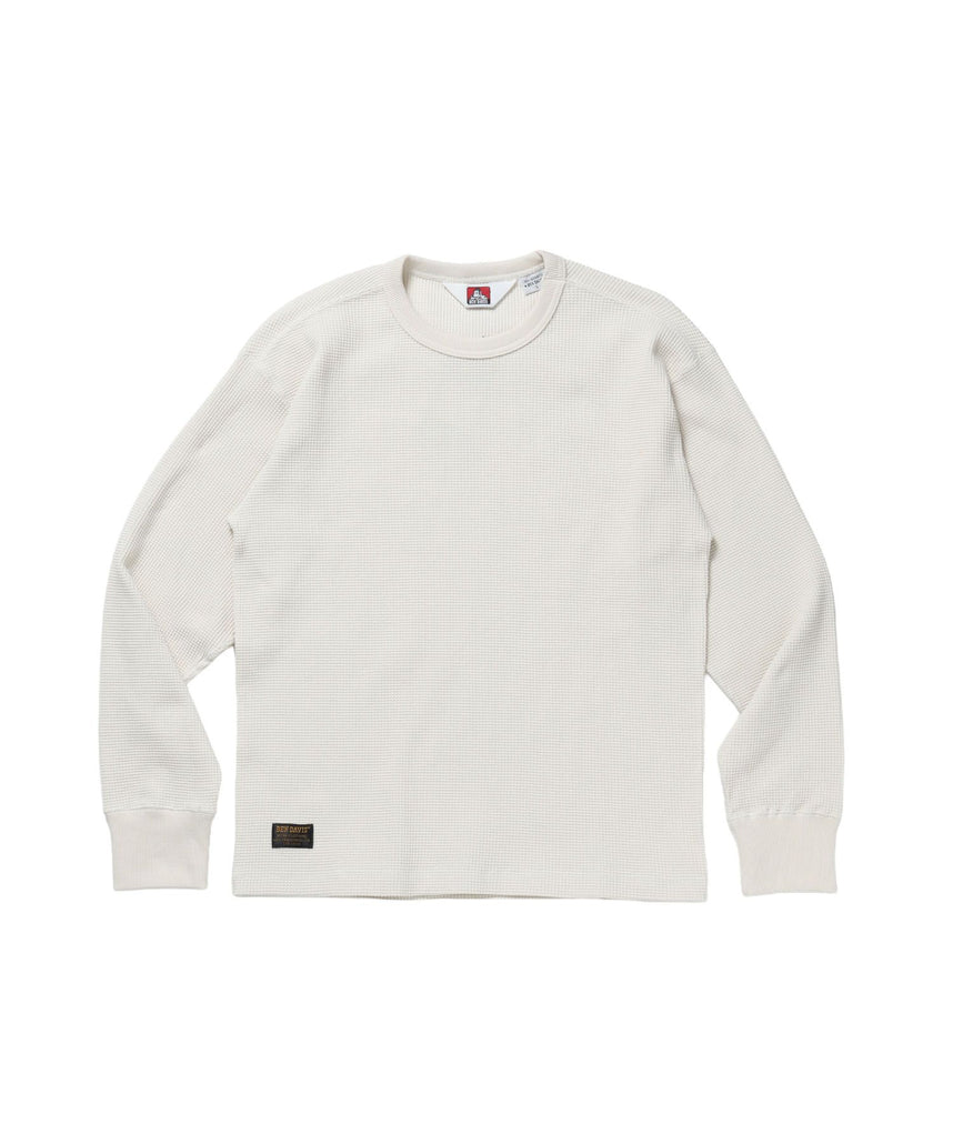 【BEN DAVIS（ベンデイビス）】WAFFLE L/S CREW / ワッフル クルーネック 長袖 ロンT ユニセックス オフホワイト