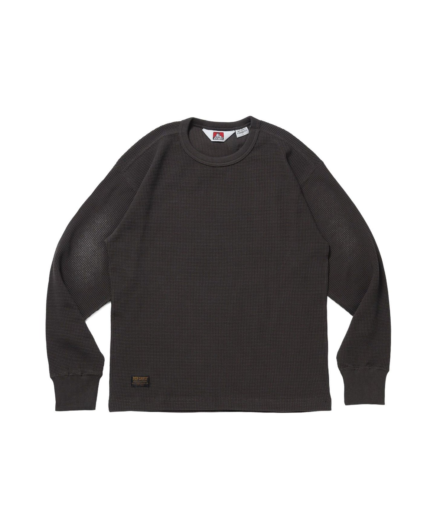 【BEN DAVIS（ベンデイビス）】WAFFLE L/S CREW / ワッフル クルーネック 長袖 ロンT ユニセックス ダークブラウン