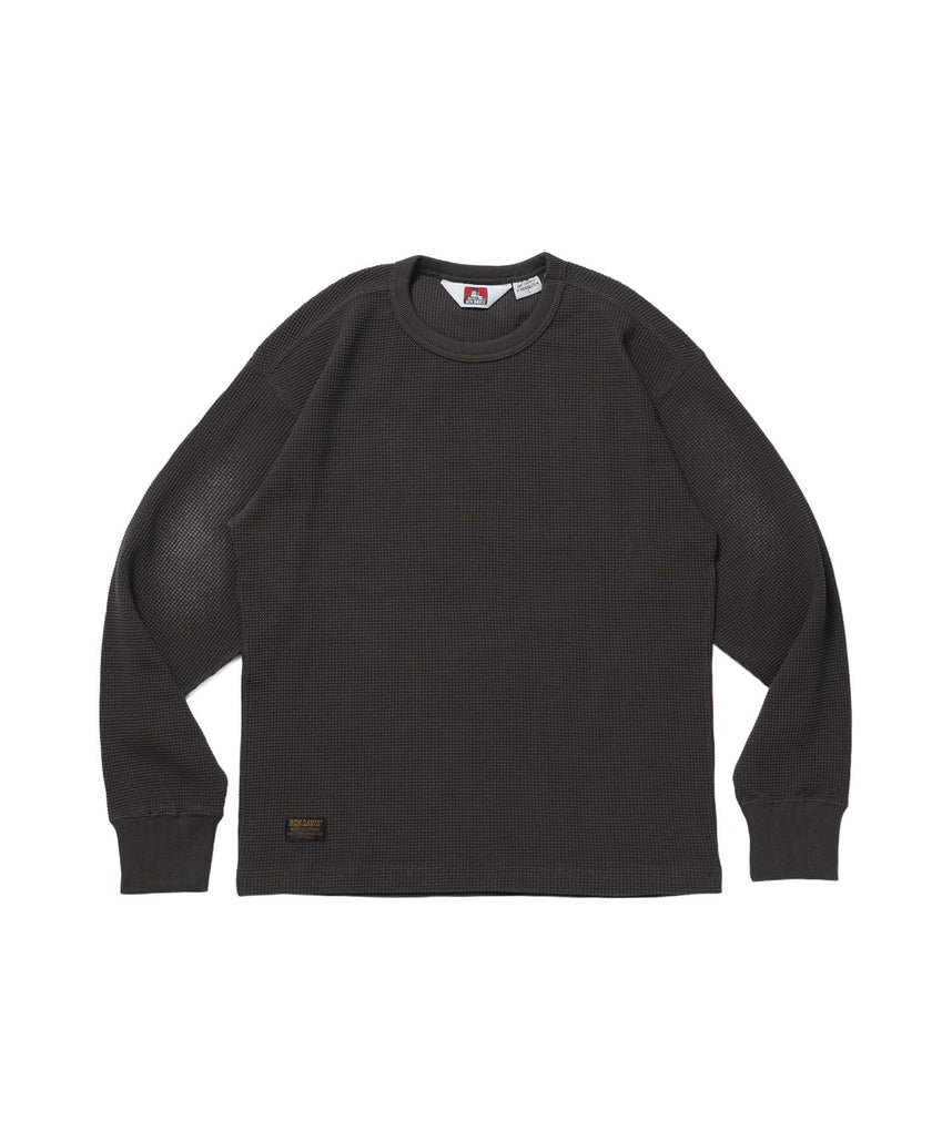 【BEN DAVIS（ベンデイビス）】WAFFLE L/S CREW / ワッフル クルーネック 長袖 ロンT ユニセックス ダークブラウン