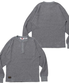 WAFFLE L/S HENLEY / ワッフル ヘンリーネック ロンT ユニセックス 長袖 サーマル グレー