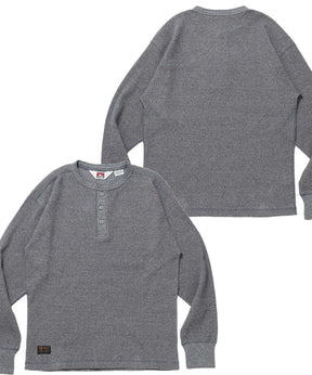 WAFFLE L/S HENLEY / ワッフル ヘンリーネック ロンT ユニセックス 長袖 サーマル グレー