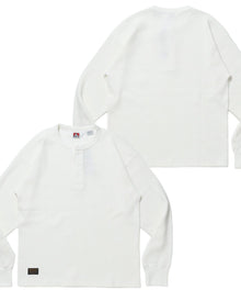 WAFFLE L/S HENLEY / ワッフル ヘンリーネック ロンT ユニセックス 長袖 サーマル ホワイト