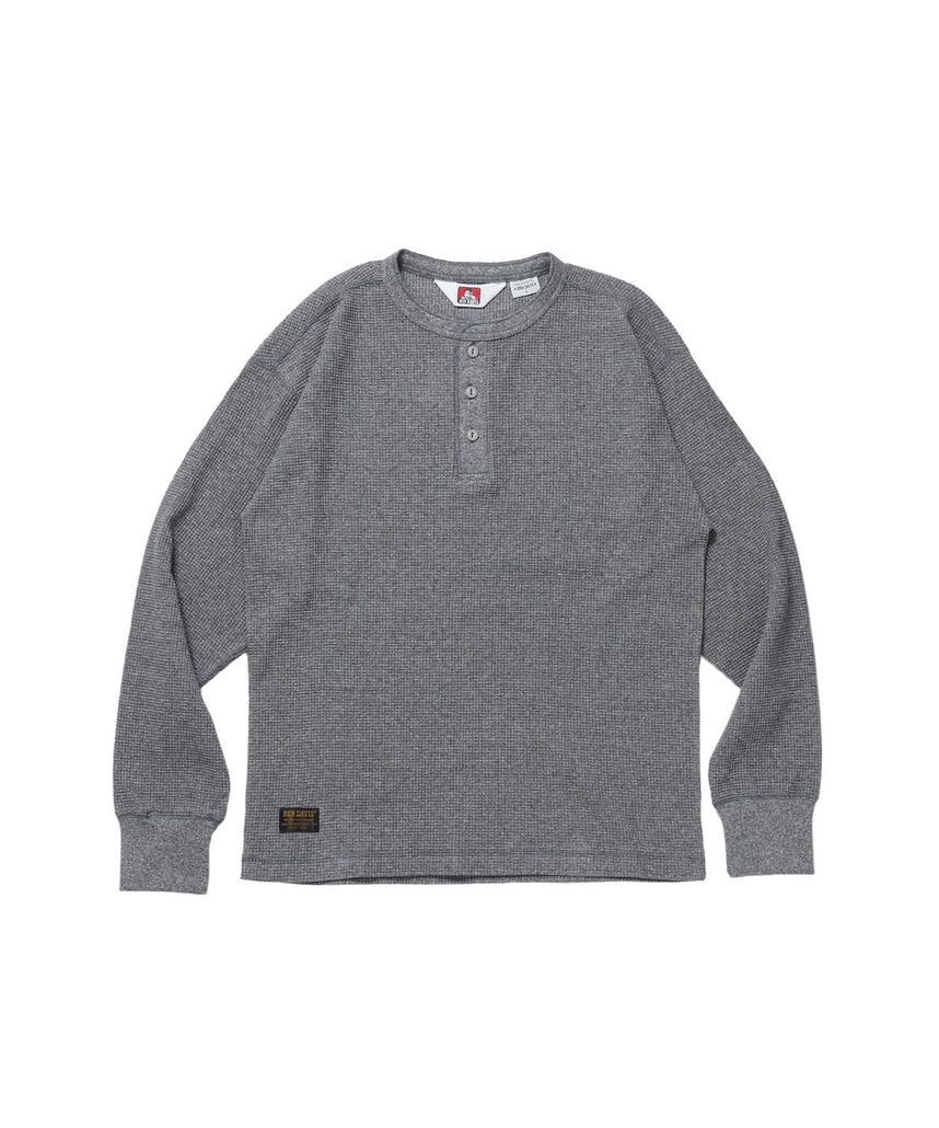 【BEN DAVIS（ベンデイビス）】WAFFLE L/S HENLEY / ワッフル ヘンリーネック ロンT ユニセックス 長袖 サーマル グレー