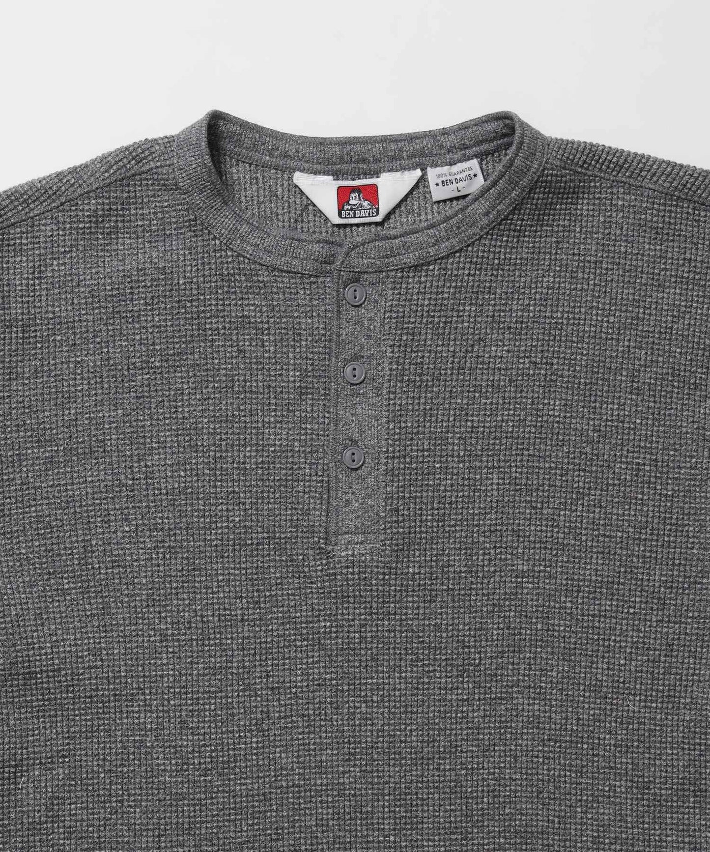 WAFFLE L/S HENLEY / ワッフル ヘンリーネック ロンT ユニセックス 長袖 サーマル グレー