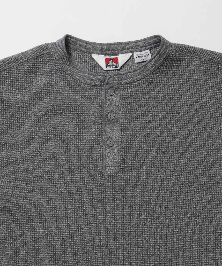 WAFFLE L/S HENLEY / ワッフル ヘンリーネック ロンT ユニセックス 長袖 サーマル グレー