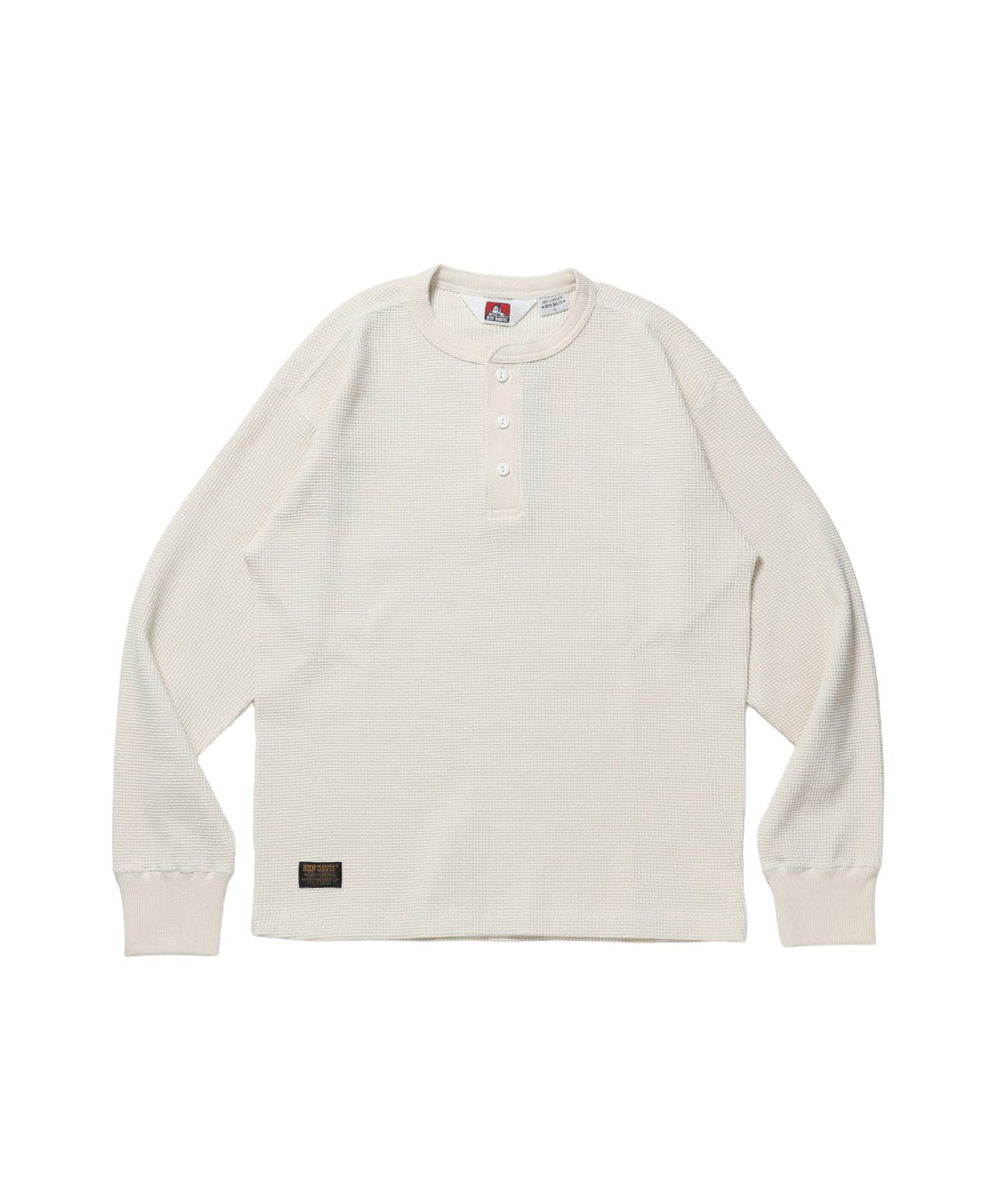【BEN DAVIS（ベンデイビス）】WAFFLE L/S HENLEY / ワッフル ヘンリーネック ロンT ユニセックス 長袖 サーマル オフホワイト