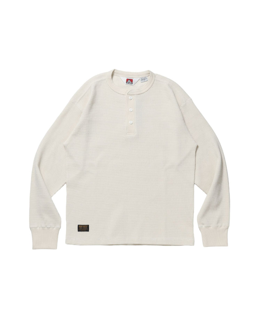 【BEN DAVIS（ベンデイビス）】WAFFLE L/S HENLEY / ワッフル ヘンリーネック ロンT ユニセックス 長袖 サーマル オフホワイト