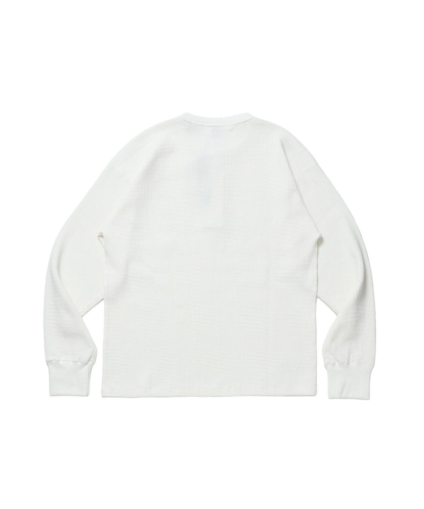 WAFFLE L/S HENLEY / ワッフル ヘンリーネック ロンT ユニセックス 長袖 サーマル ホワイト