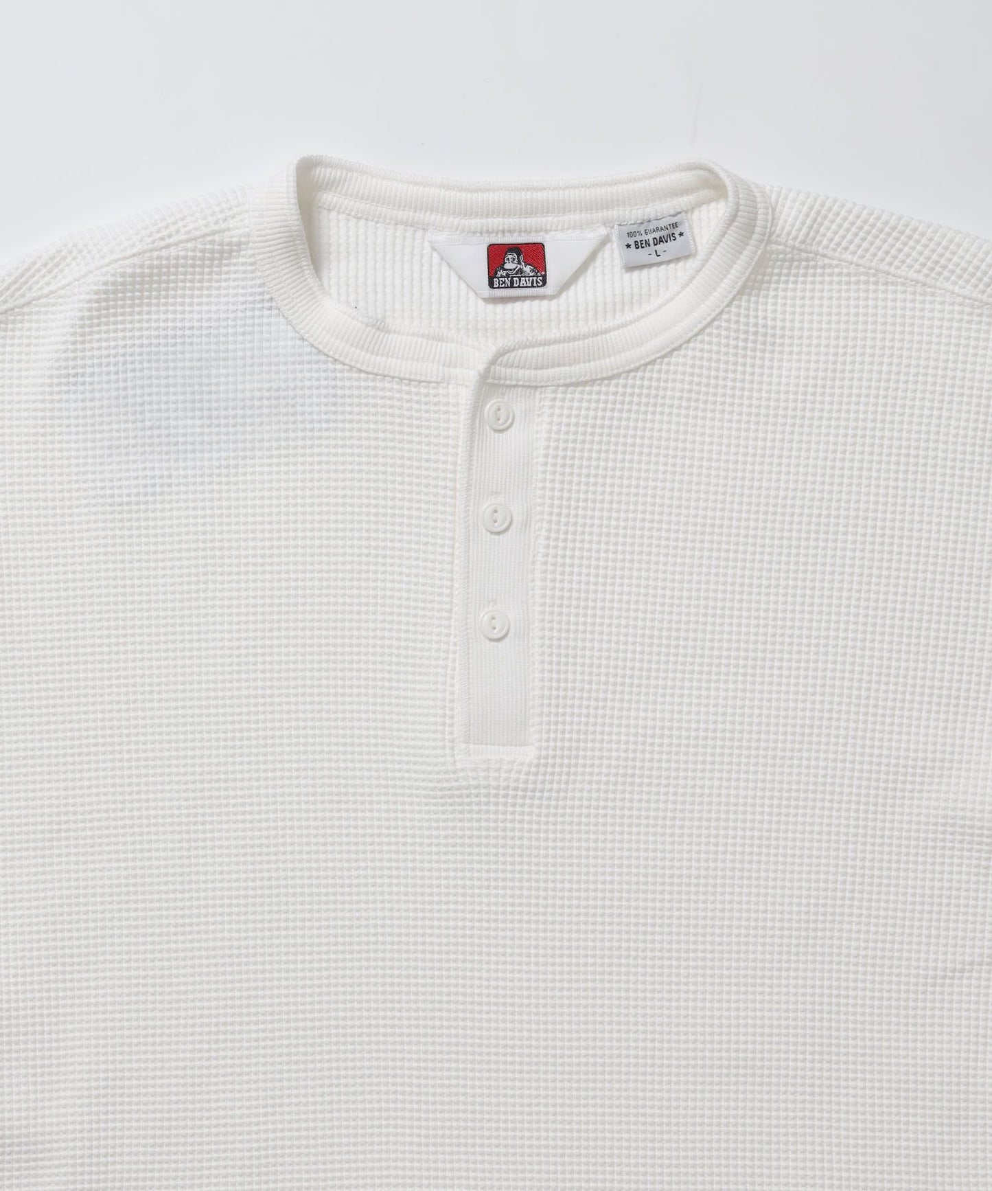 WAFFLE L/S HENLEY / ワッフル ヘンリーネック ロンT ユニセックス 長袖 サーマル ホワイト