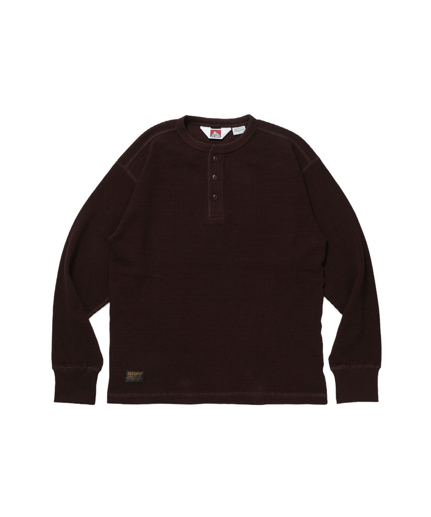 【BEN DAVIS（ベンデイビス）】WAFFLE L/S HENLEY / ワッフル ヘンリーネック ロンT ユニセックス 長袖 サーマル ブラウン