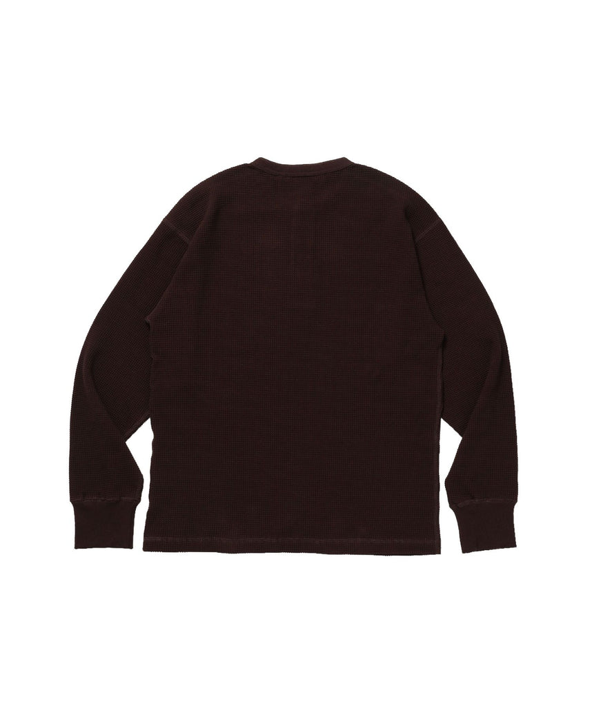 WAFFLE L/S HENLEY / ワッフル ヘンリーネック ロンT ユニセックス 長袖 サーマル ブラウン