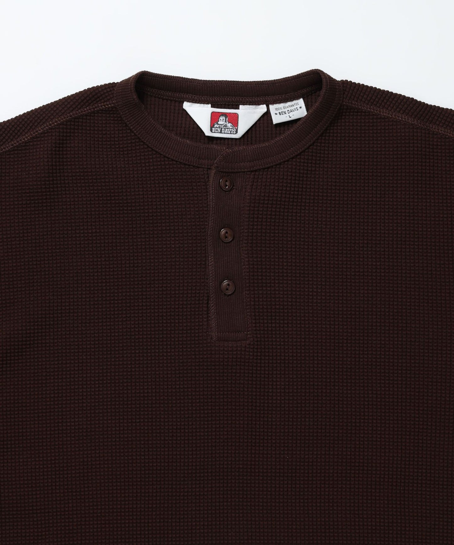 WAFFLE L/S HENLEY / ワッフル ヘンリーネック ロンT ユニセックス 長袖 サーマル ブラウン