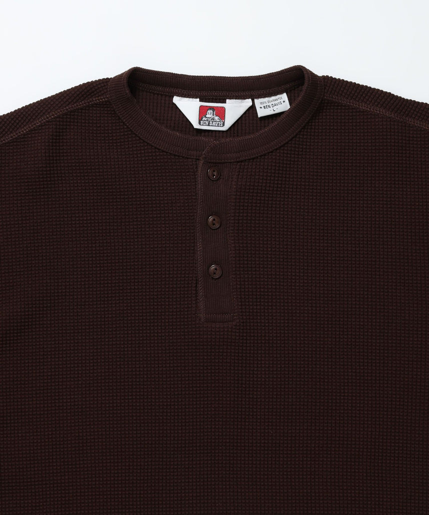 WAFFLE L/S HENLEY / ワッフル ヘンリーネック ロンT ユニセックス 長袖 サーマル ブラウン