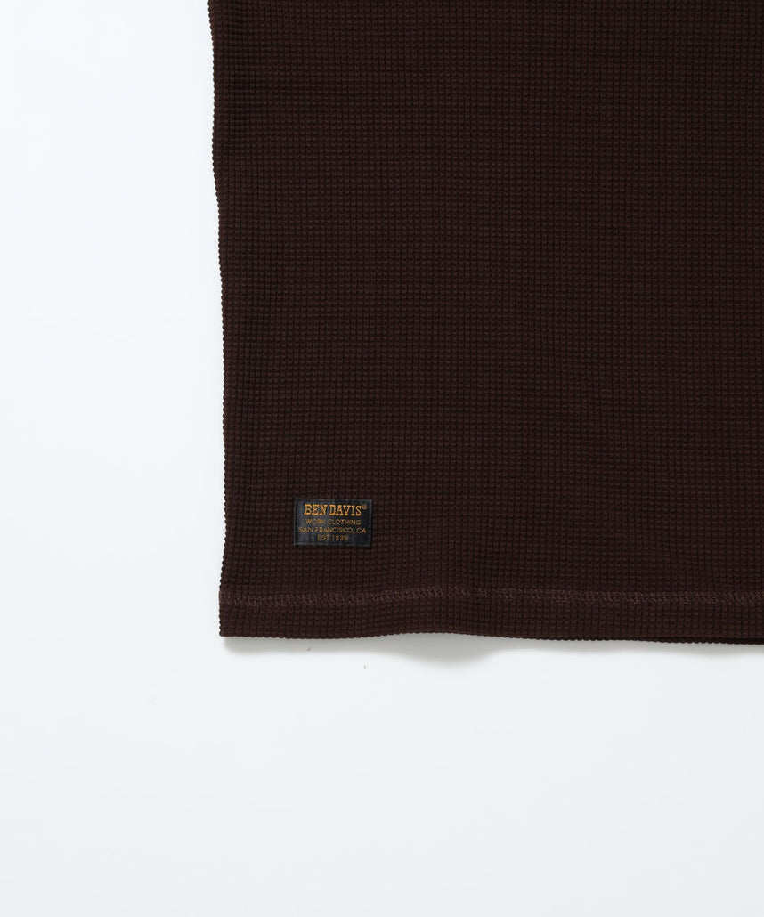 WAFFLE L/S HENLEY / ワッフル ヘンリーネック ロンT ユニセックス 長袖 サーマル ブラウン