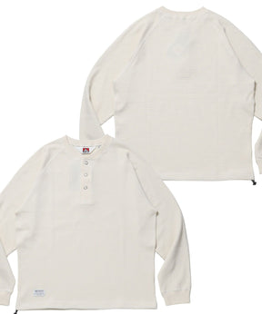 BIG WAFFLE HENLEY WIDE P/O / ワッフル ヘンリー ネック ワイドシルエット ロンT ユニセックス 長袖 オフホワイト