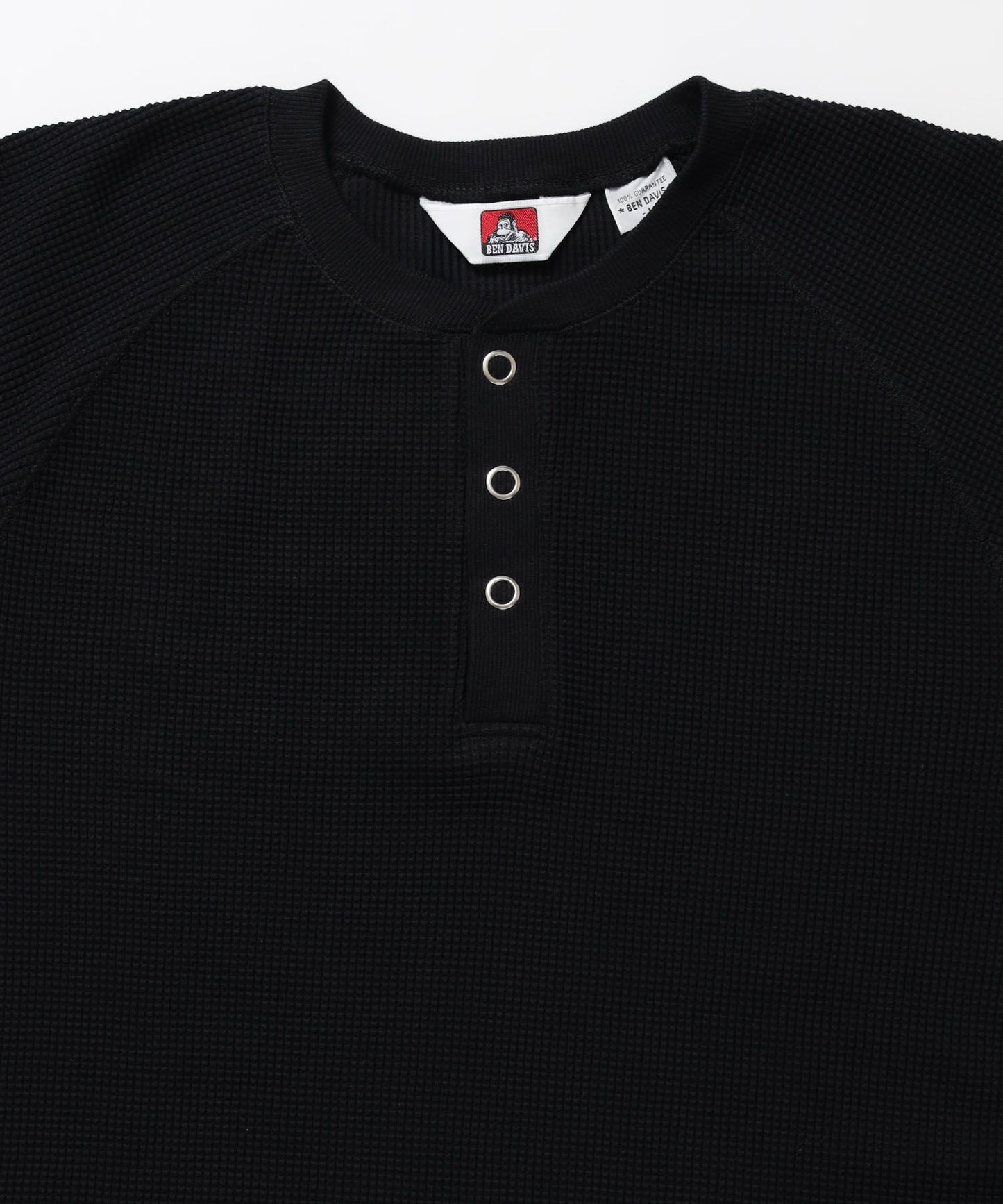 BIG WAFFLE HENLEY WIDE P/O / ワッフル ヘンリー ネック ワイドシルエット ロンT ユニセックス 長袖 ブラック