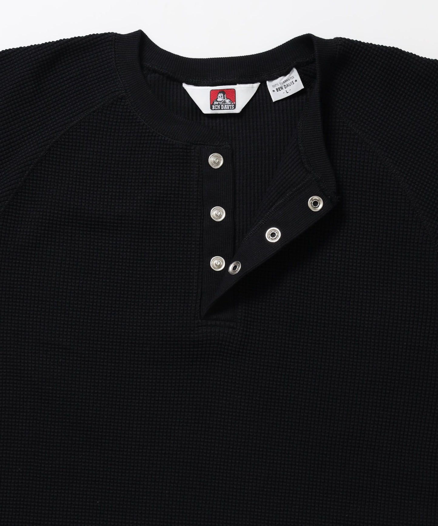 BIG WAFFLE HENLEY WIDE P/O / ワッフル ヘンリー ネック ワイドシルエット ロンT ユニセックス 長袖 ブラック
