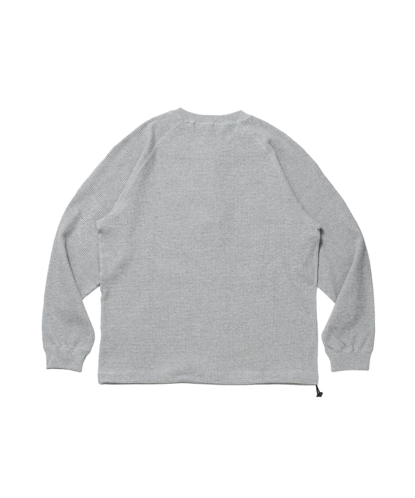 BIG WAFFLE HENLEY WIDE P/O / ワッフル ヘンリー ネック ワイドシルエット ロンT ユニセックス 長袖 ライトグレー