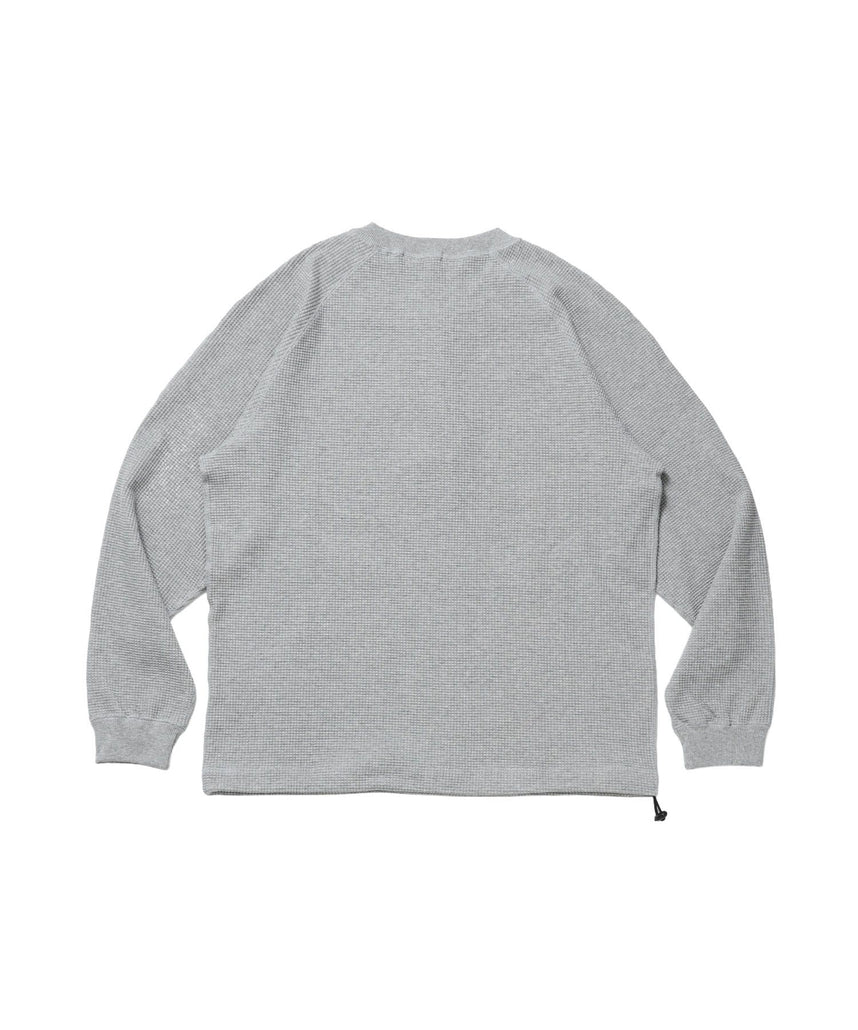 BIG WAFFLE HENLEY WIDE P/O / ワッフル ヘンリー ネック ワイドシルエット ロンT ユニセックス 長袖 ライトグレー