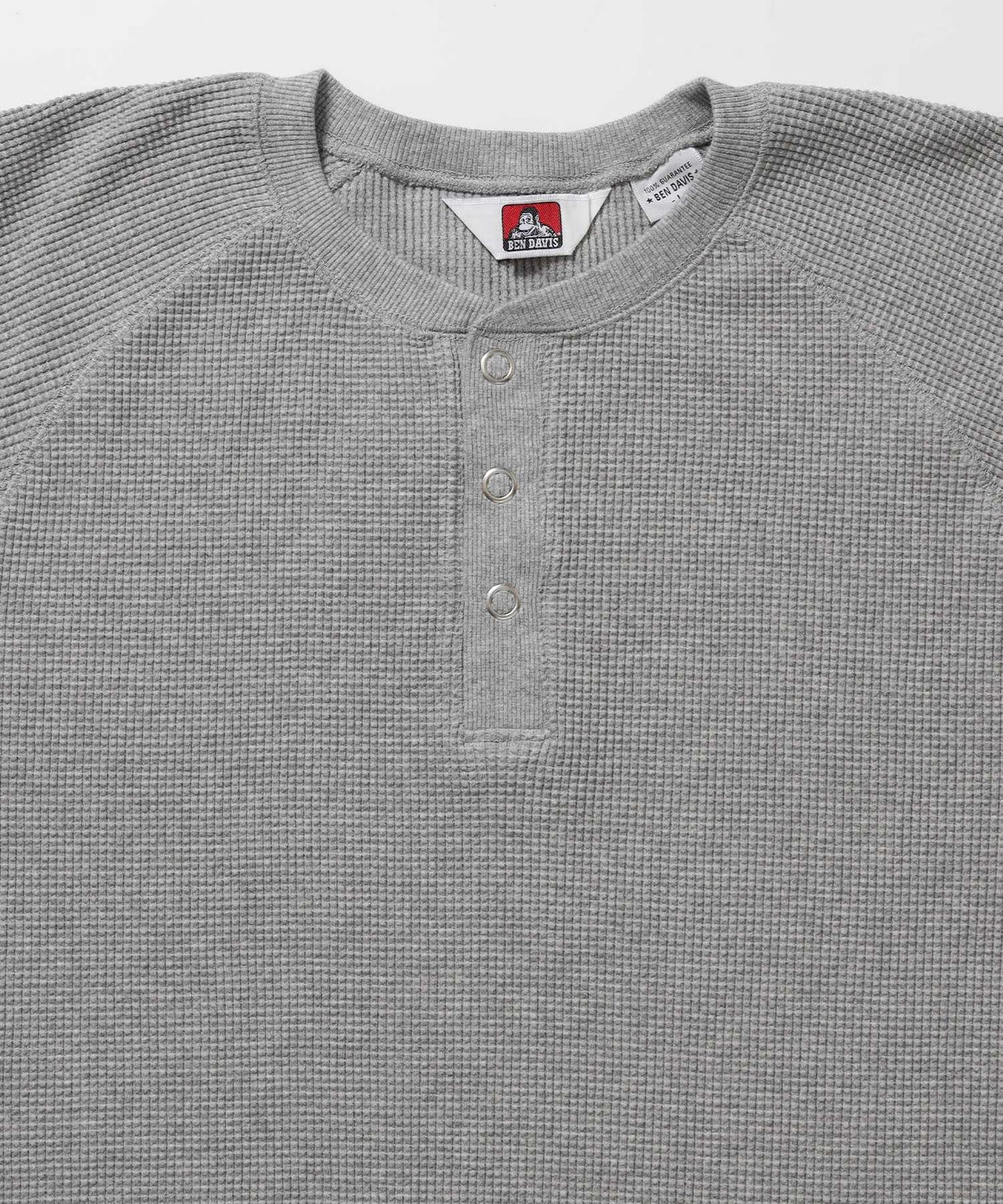 BIG WAFFLE HENLEY WIDE P/O / ワッフル ヘンリー ネック ワイドシルエット ロンT ユニセックス 長袖 ライトグレー