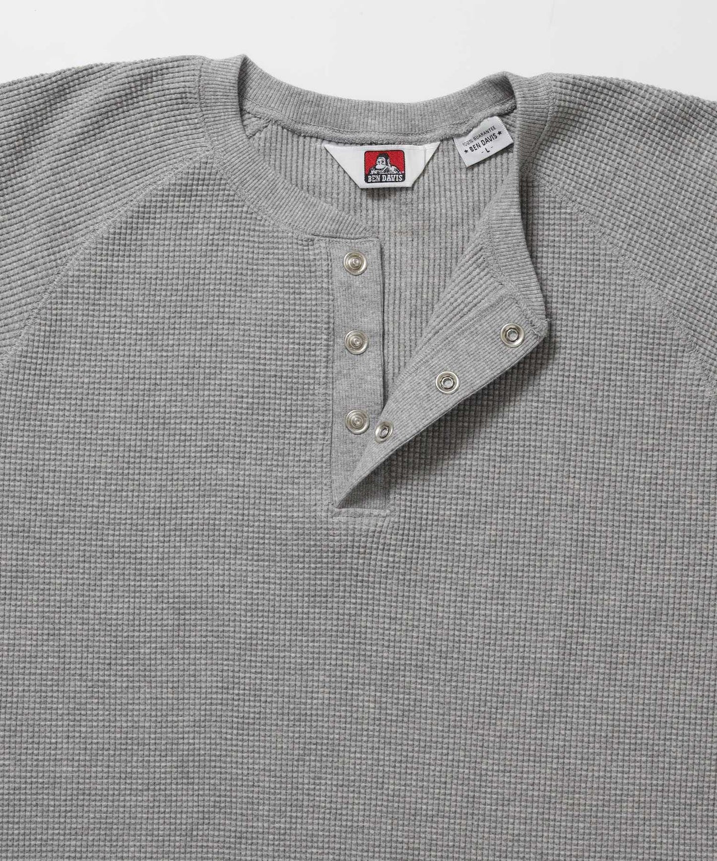 BIG WAFFLE HENLEY WIDE P/O / ワッフル ヘンリー ネック ワイドシルエット ロンT ユニセックス 長袖 ライトグレー