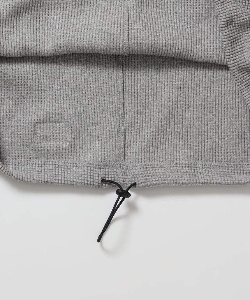 BIG WAFFLE HENLEY WIDE P/O / ワッフル ヘンリー ネック ワイドシルエット ロンT ユニセックス 長袖 ライトグレー