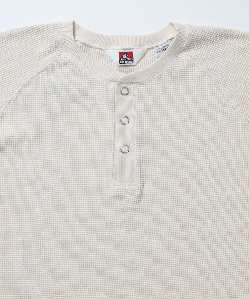 BIG WAFFLE HENLEY WIDE P/O / ワッフル ヘンリー ネック ワイドシルエット ロンT ユニセックス 長袖 オフホワイト