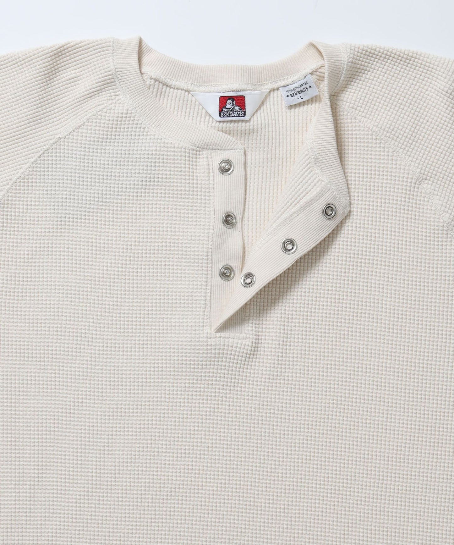 BIG WAFFLE HENLEY WIDE P/O / ワッフル ヘンリー ネック ワイドシルエット ロンT ユニセックス 長袖 オフホワイト