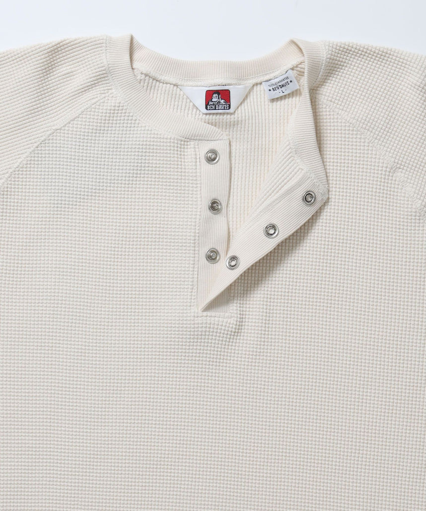BIG WAFFLE HENLEY WIDE P/O / ワッフル ヘンリー ネック ワイドシルエット ロンT ユニセックス 長袖 オフホワイト