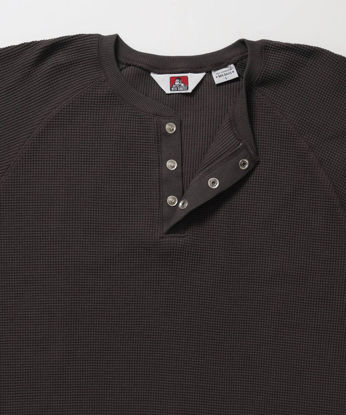 BIG WAFFLE HENLEY WIDE P/O / ワッフル ヘンリー ネック ワイドシルエット ロンT ユニセックス 長袖 ダークブラウン