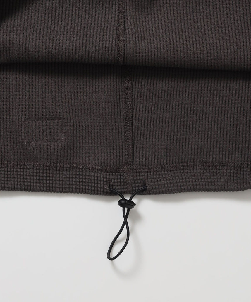 BIG WAFFLE HENLEY WIDE P/O / ワッフル ヘンリー ネック ワイドシルエット ロンT ユニセックス 長袖 ダークブラウン
