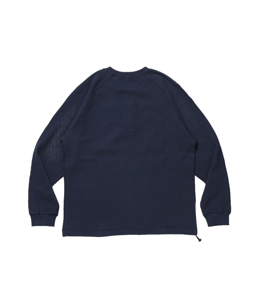 BIG WAFFLE HENLEY WIDE P/O / ワッフル ヘンリー ネック ワイドシルエット ロンT ユニセックス 長袖 ネイビー