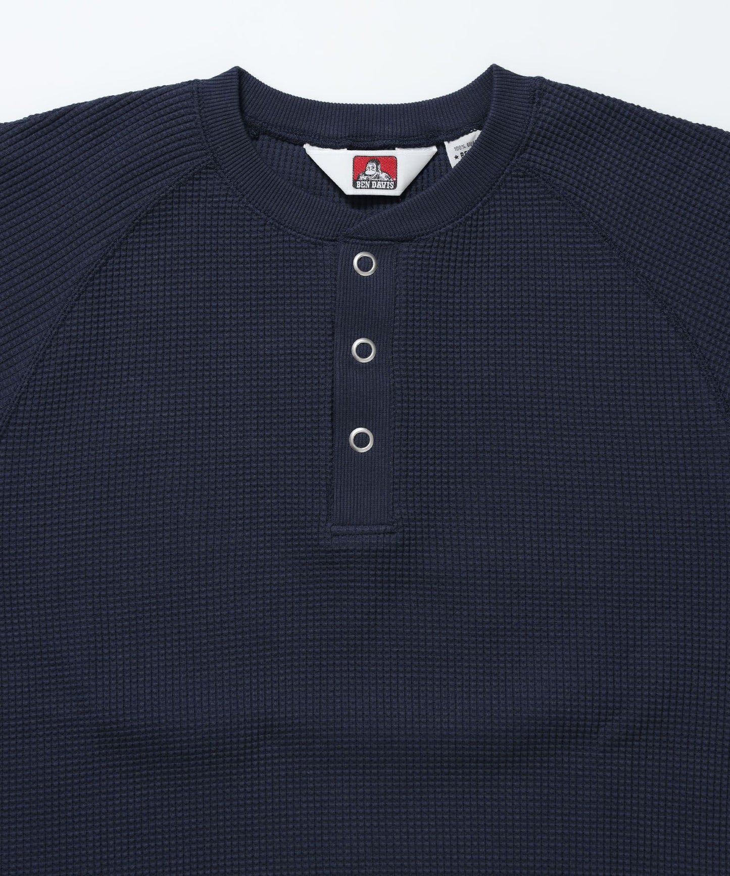 BIG WAFFLE HENLEY WIDE P/O / ワッフル ヘンリー ネック ワイドシルエット ロンT ユニセックス 長袖 ネイビー