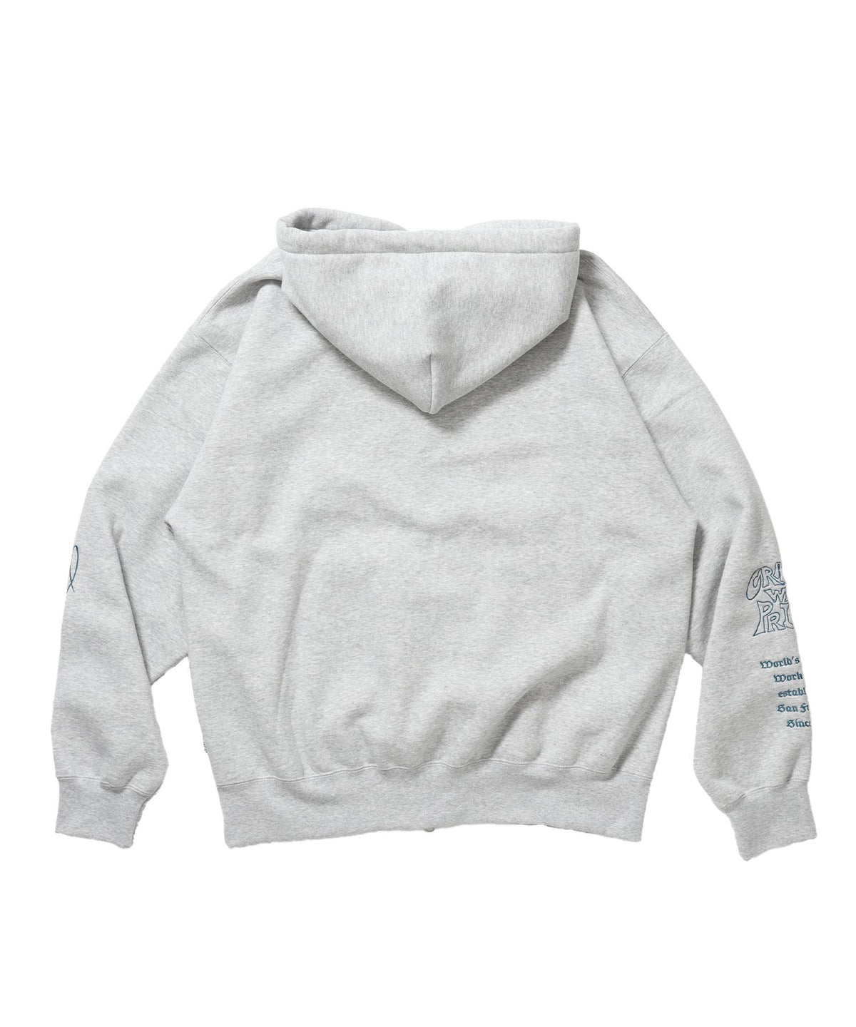 SPIKY LOGO ZIP HOODIE / ジップフーディ ツイルワッペン 刺繍 フロントロゴ 裏起毛 ストリート カジュアル ユニセックス