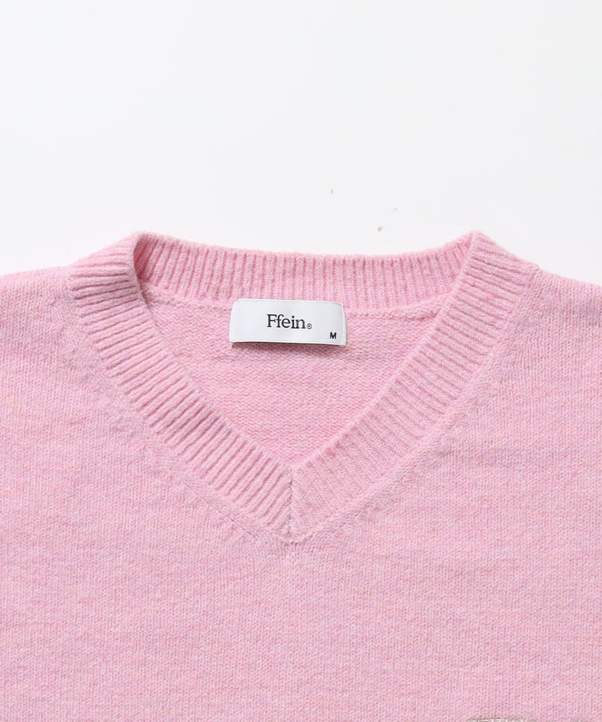 ウール混Vネックニット / ウール混 刺繍 ニット Vネック ユニセックス