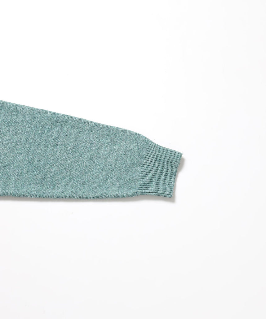 ウール混Vネックニット / ウール混 刺繍 ニット Vネック ユニセックス ミント