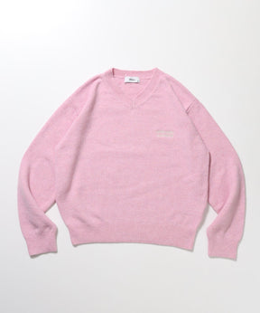 ウール混クルーネックニット / ウール混 ニット クルーネック 天竺編み ユニセックス ピンク